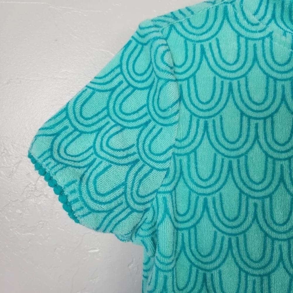 Cat & Jack Little Girls XS 4-5 Turquoise Blue Swim Towel Dress Cover Up Full Zip